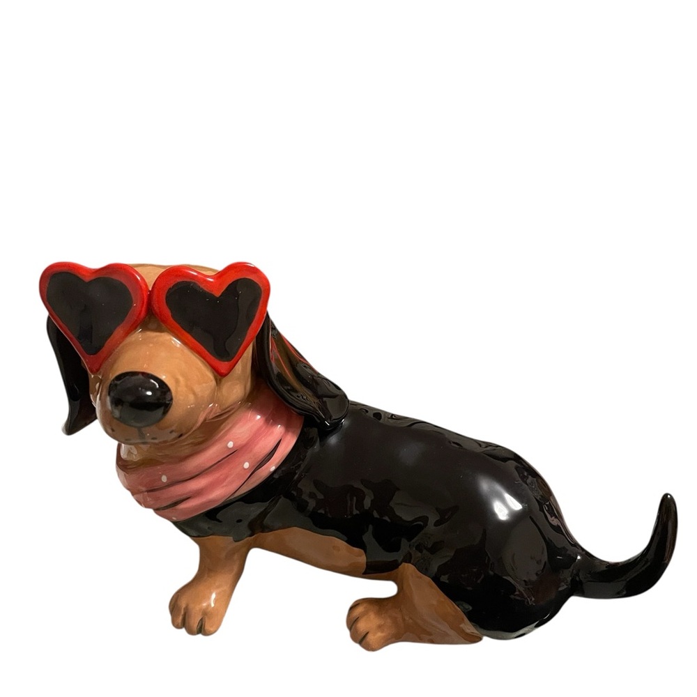 Blue Sky Clayworks Dachshund Figurine w/ Heart Sunglasses – Valentine Dog Decor - Picture 5 of 6